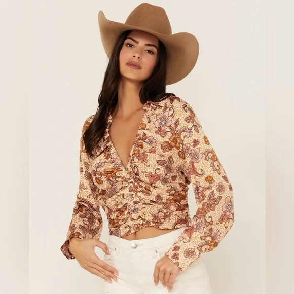 Free People I Got You Floral Printed Top Size Large NWT - Picture 2 of 12